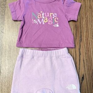 2 pc The North Face Pink Baby Girl Outfit Sz 0-3 months DI